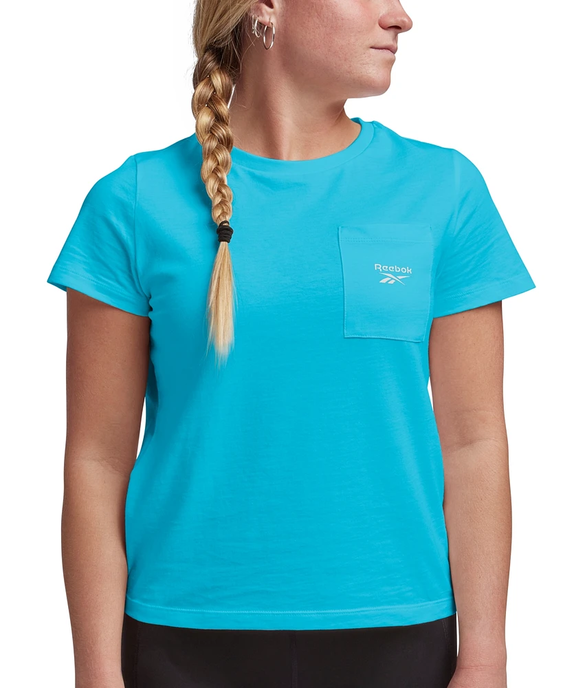 Macy's Reebok Women's Active Small-Logo Pocket Cotton T-Shirt