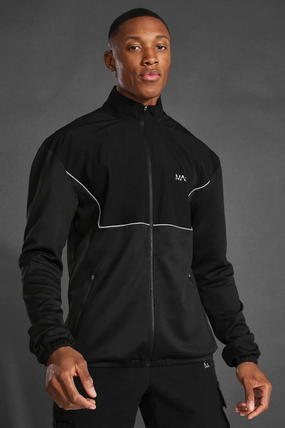 Man Active Running Funnel Neck Zip Up Jacket | boohooMAN UK