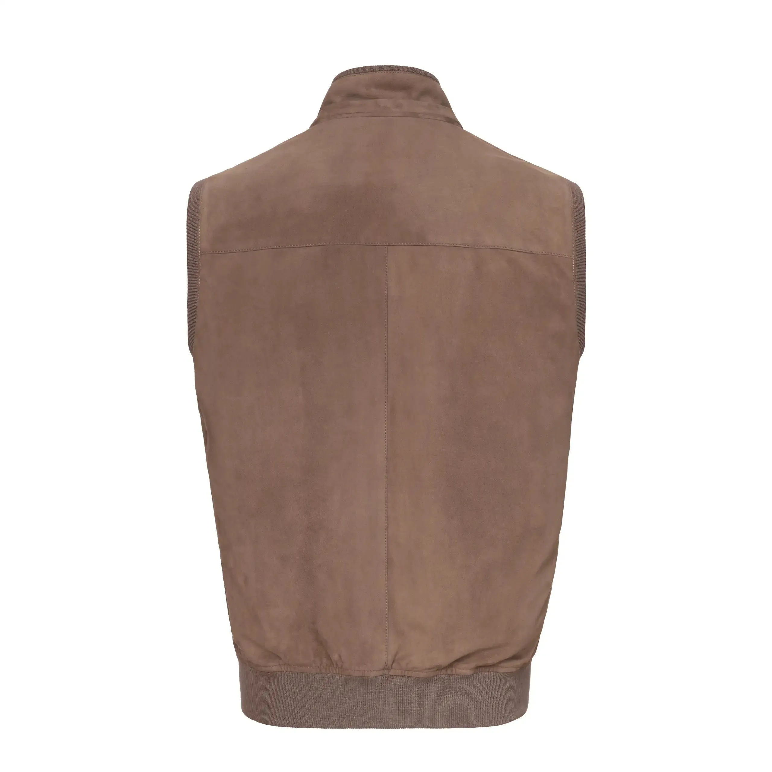  Mandelli Hooded Leather Vest in Taupe