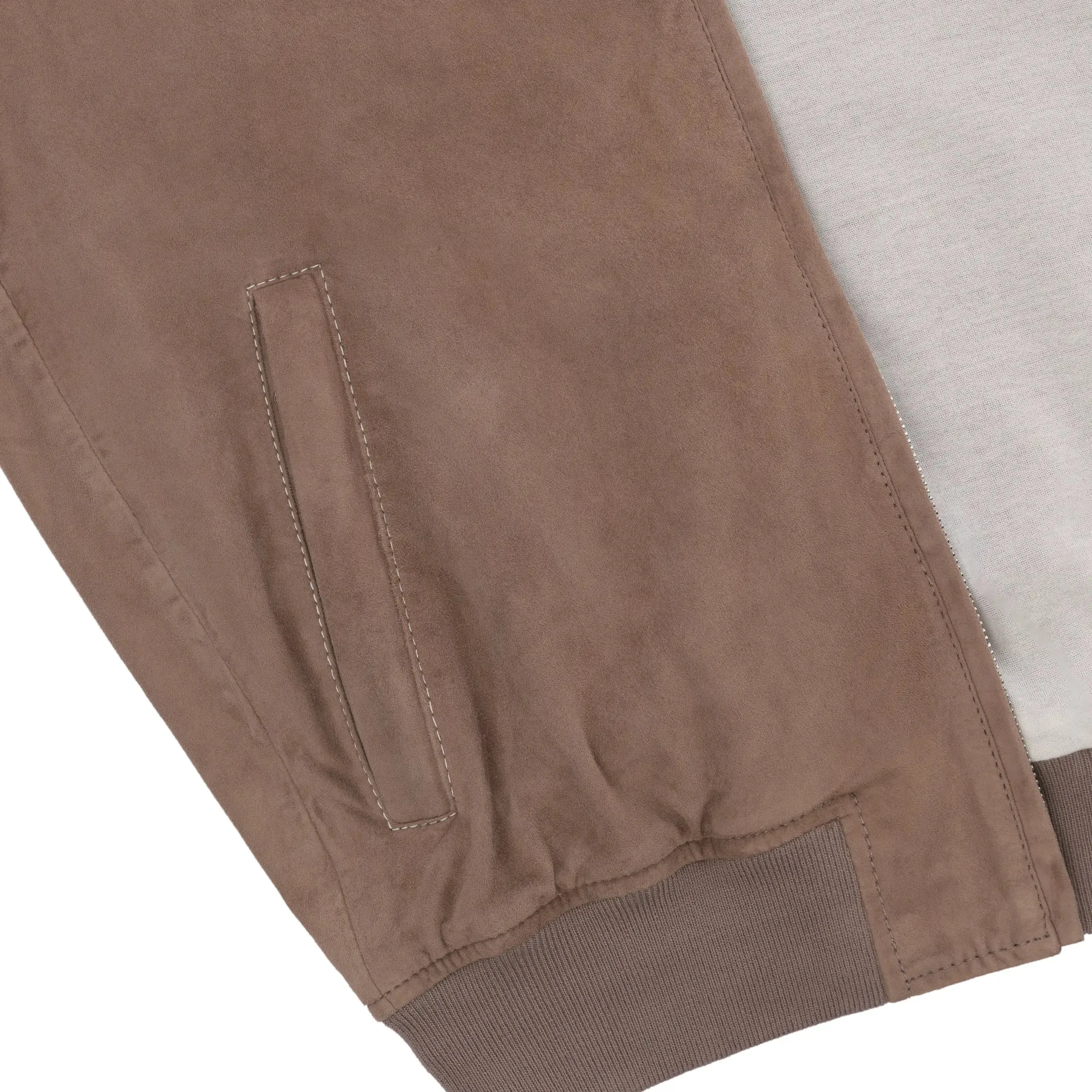  Mandelli Hooded Leather Vest in Taupe