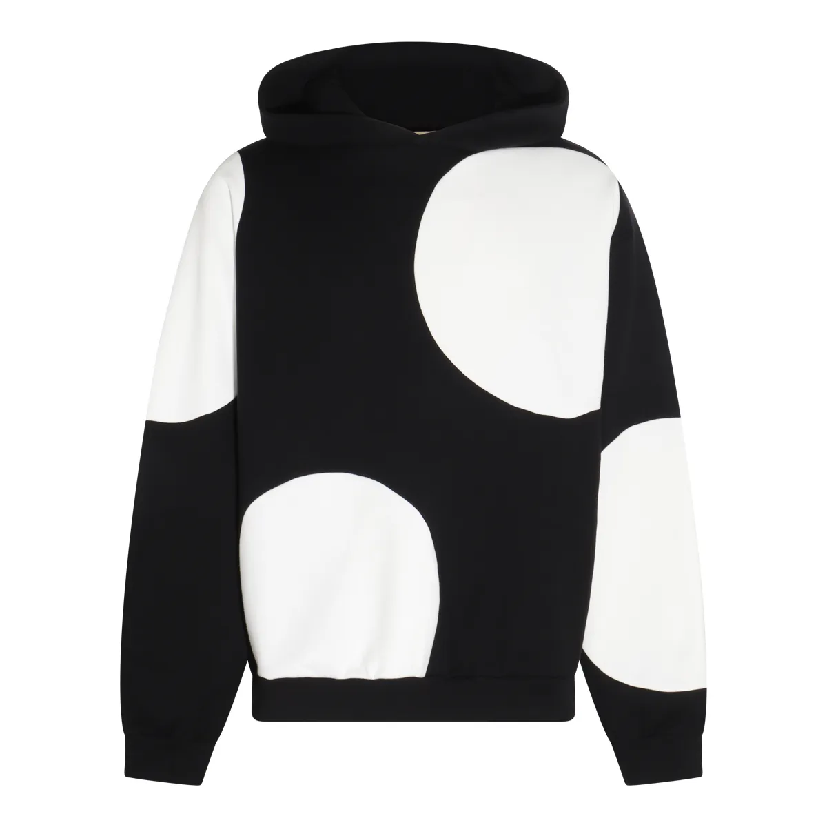 MARNI  |Black bio cotton hoodie with maxi polka dots