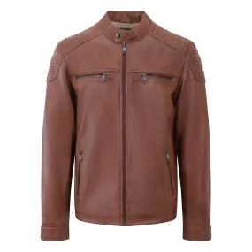 Men's Antique Brown Leather Biker Jacket - Thomas - PRIMEHIDE Leather