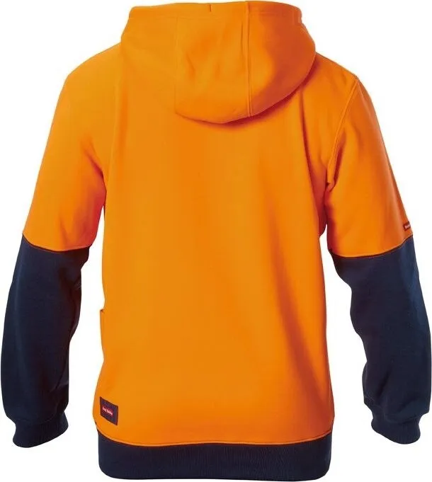 Men's Two-Tone Brushed Fleece Hoodie - Polyester Upper - Polyester Cotton Lower - Orange/Navy - X-Small - Y19325 - Foundatio