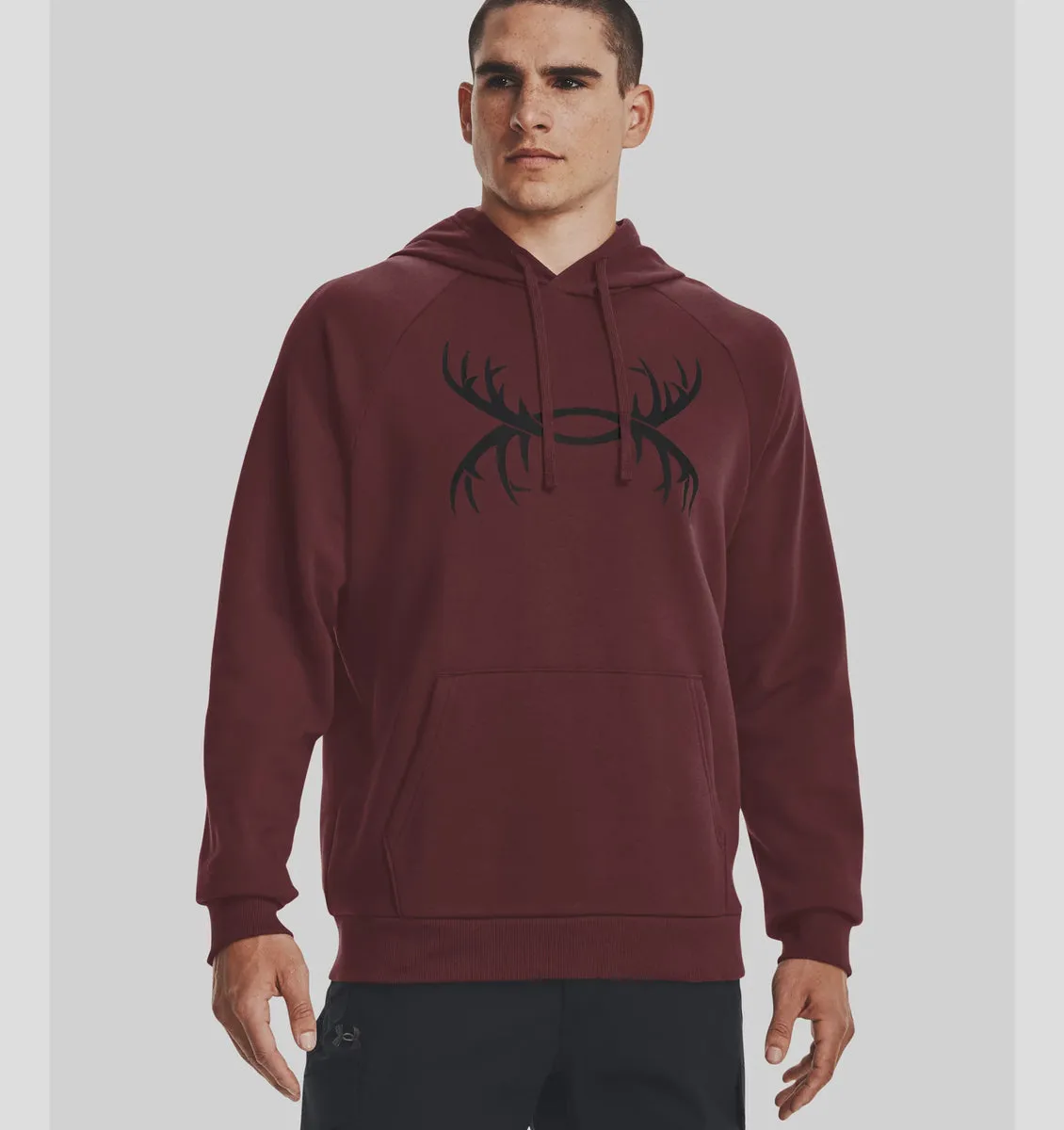 Men's | Under Armour | 1365679 | Rival Fleece Antler Hoodie | Chestnut Red / Black