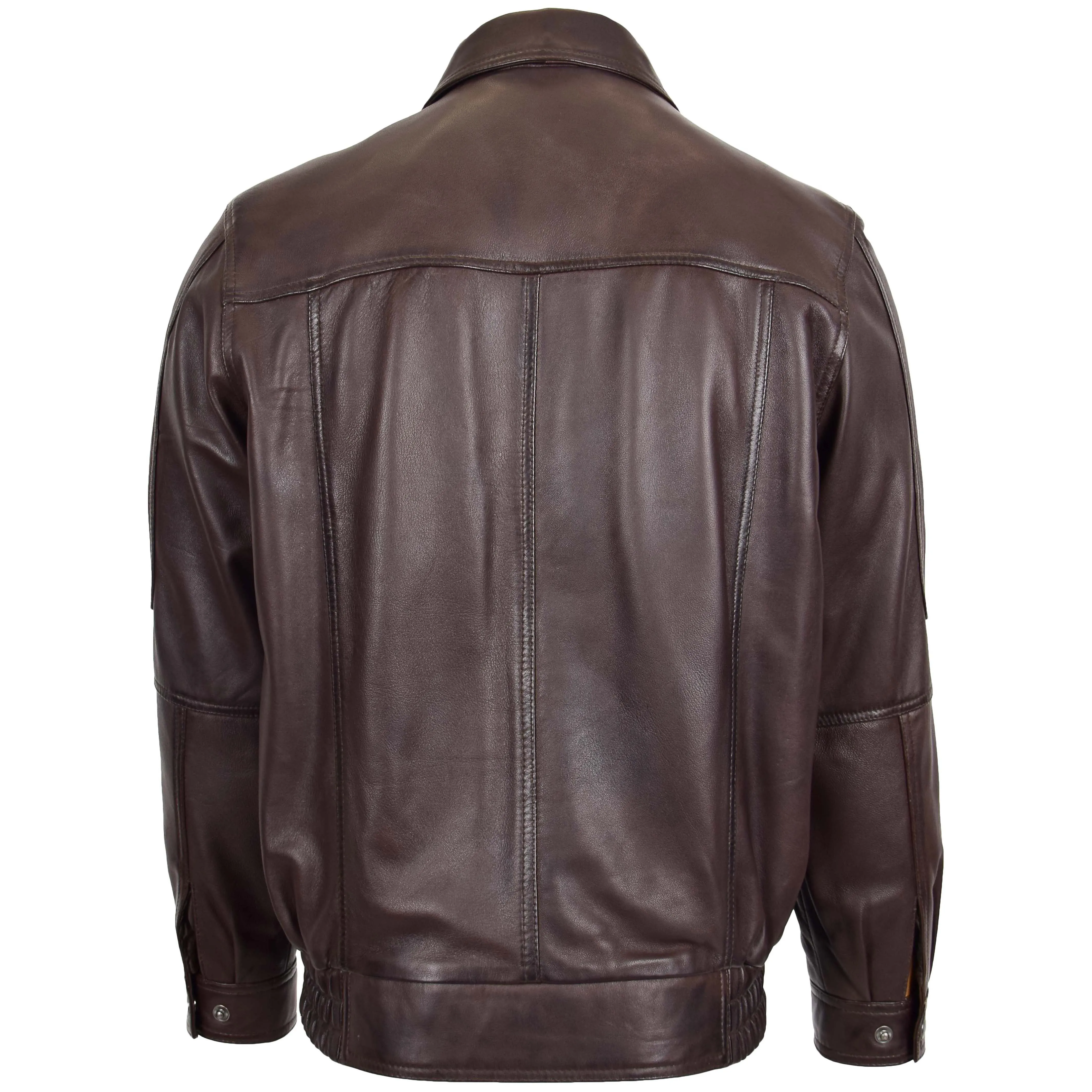 Mens Bomber Leather Jacket Classic Style Jim Brown Nappa