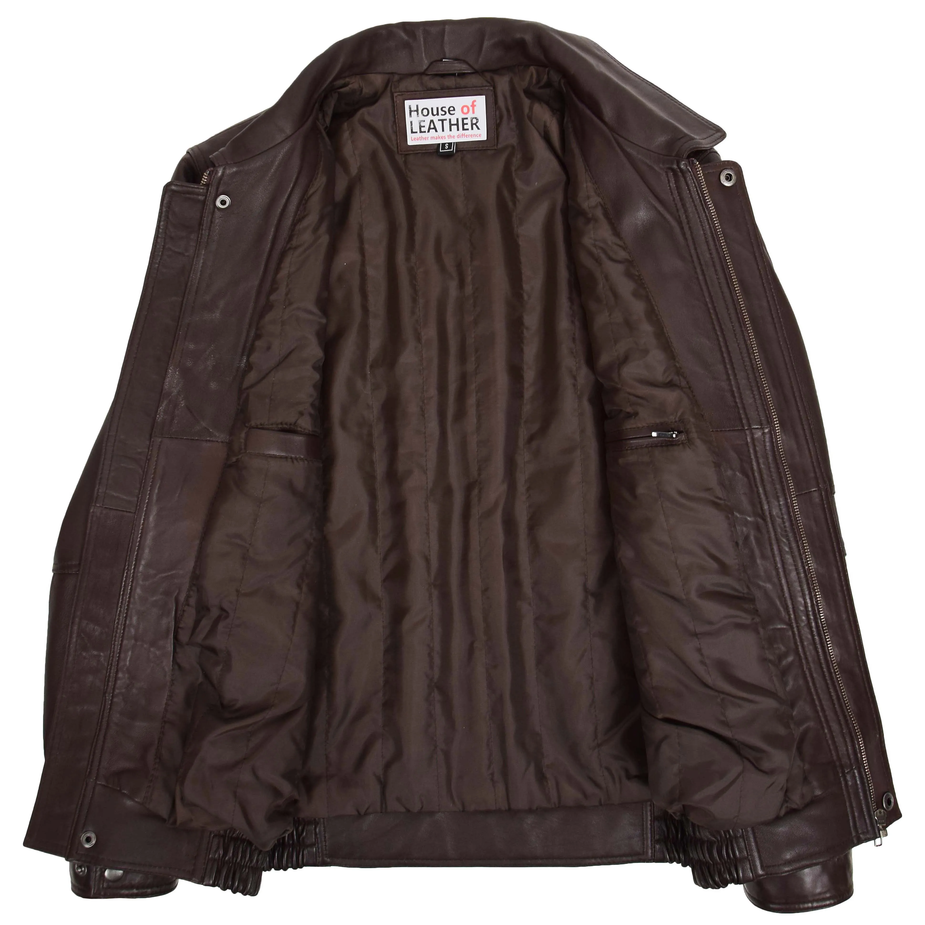 Mens Bomber Leather Jacket Classic Style Jim Brown Nappa