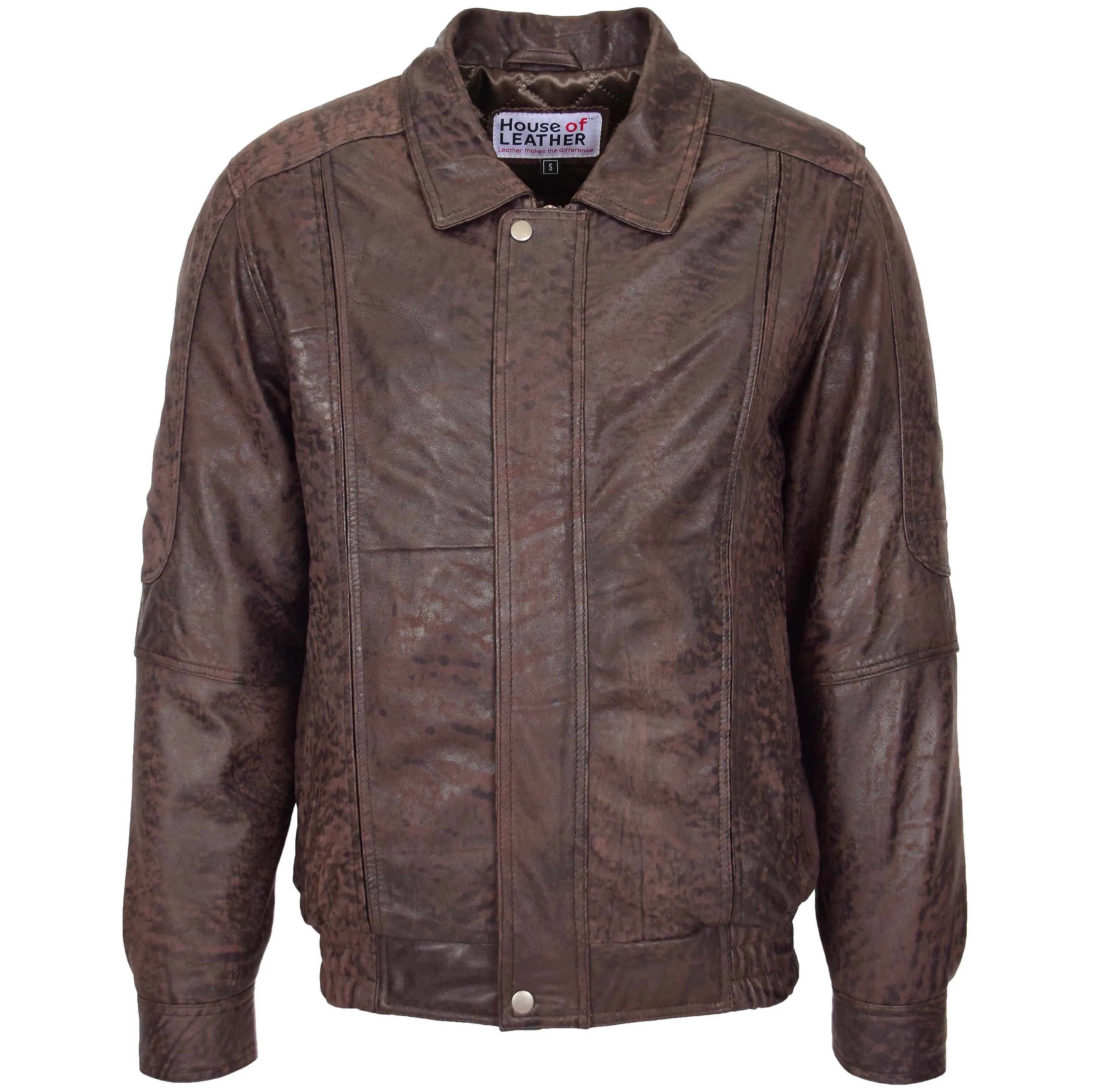 Mens Bomber Leather Jacket Classic Style Jim Brown Nubuck