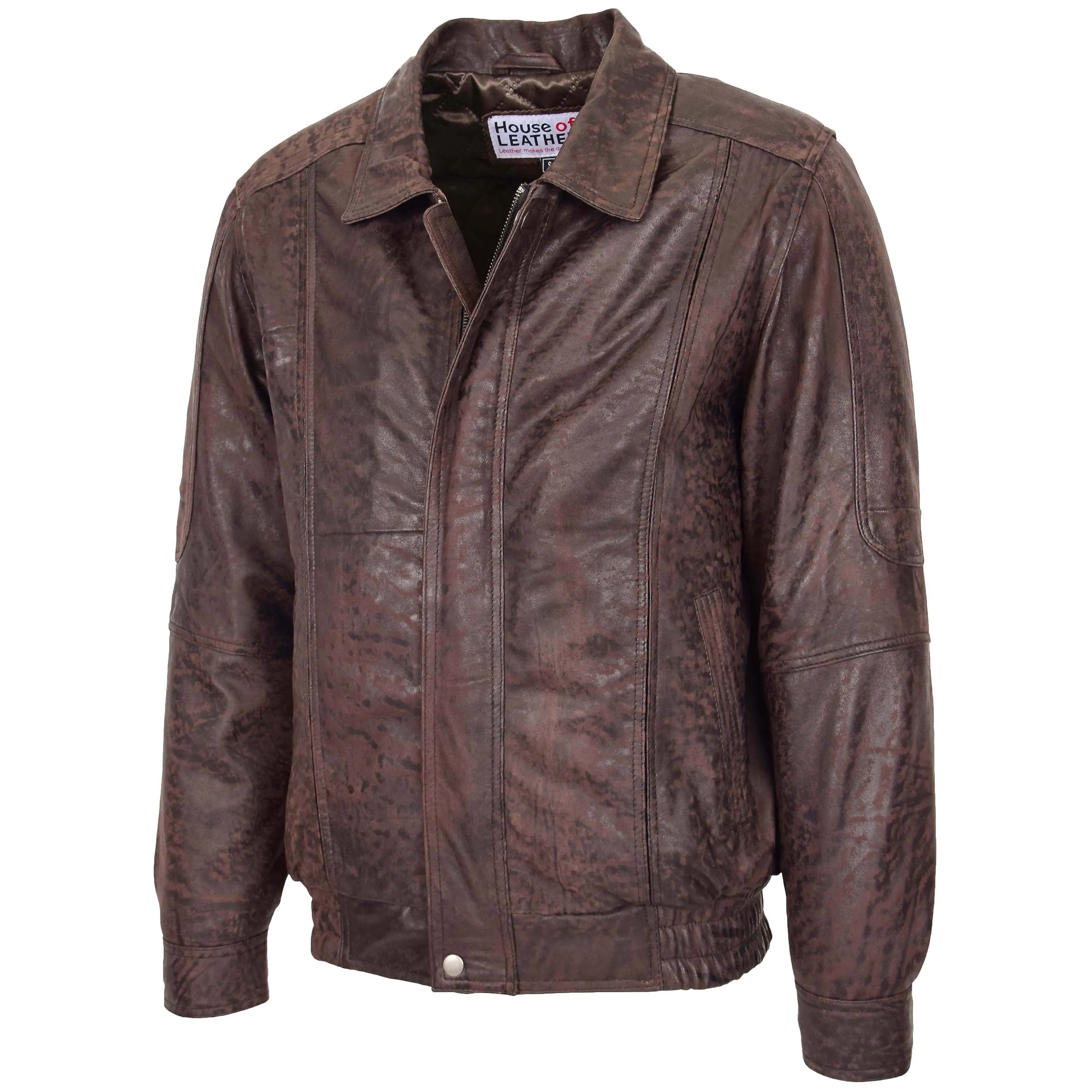 Mens Bomber Leather Jacket Classic Style Jim Brown Nubuck