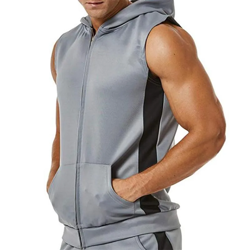 Men's Casual Colorblock Hooded Vest 05372465TO