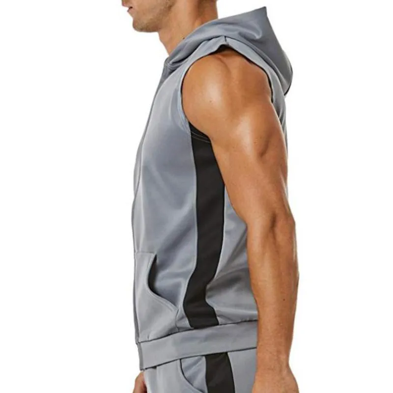 Men's Casual Colorblock Hooded Vest 05372465TO