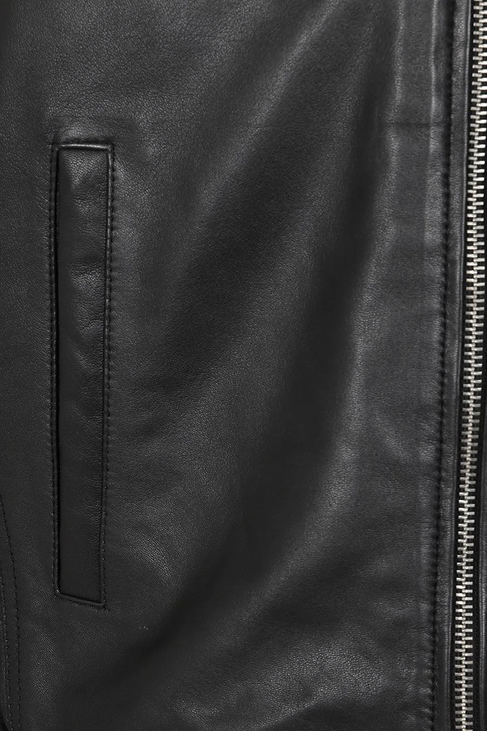 Men's Classic Black Genuine Leather Bomber Jacket - BOBBY