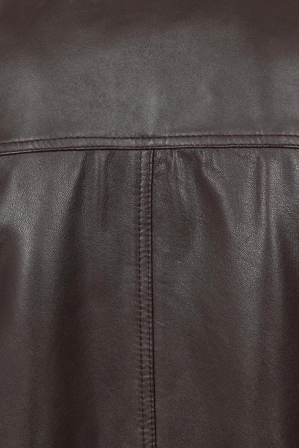 Men's Classic Brown Genuine Leather Bomber Jacket - BOBBY