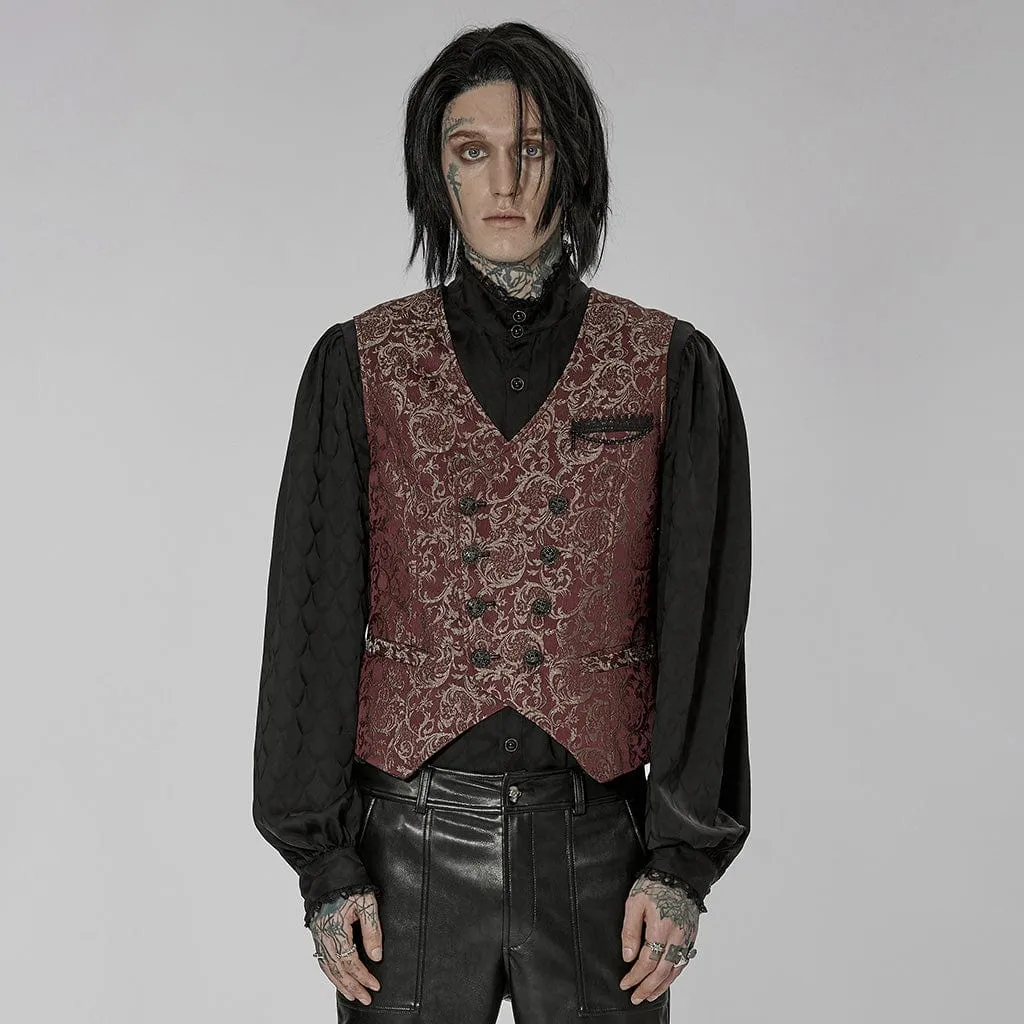 Men's Gothic Floral Printed Split Vest