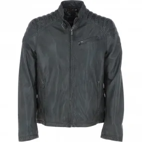 Mens Leather Biker Jacket Grey: M-Edison