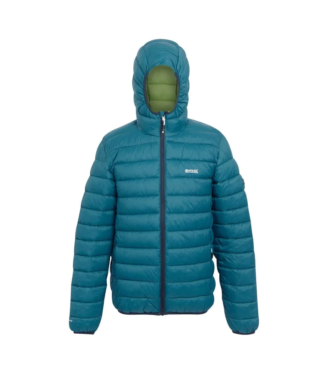 Mens marizion baffled hooded padded jacket moroccan blue/piquant green Regatta