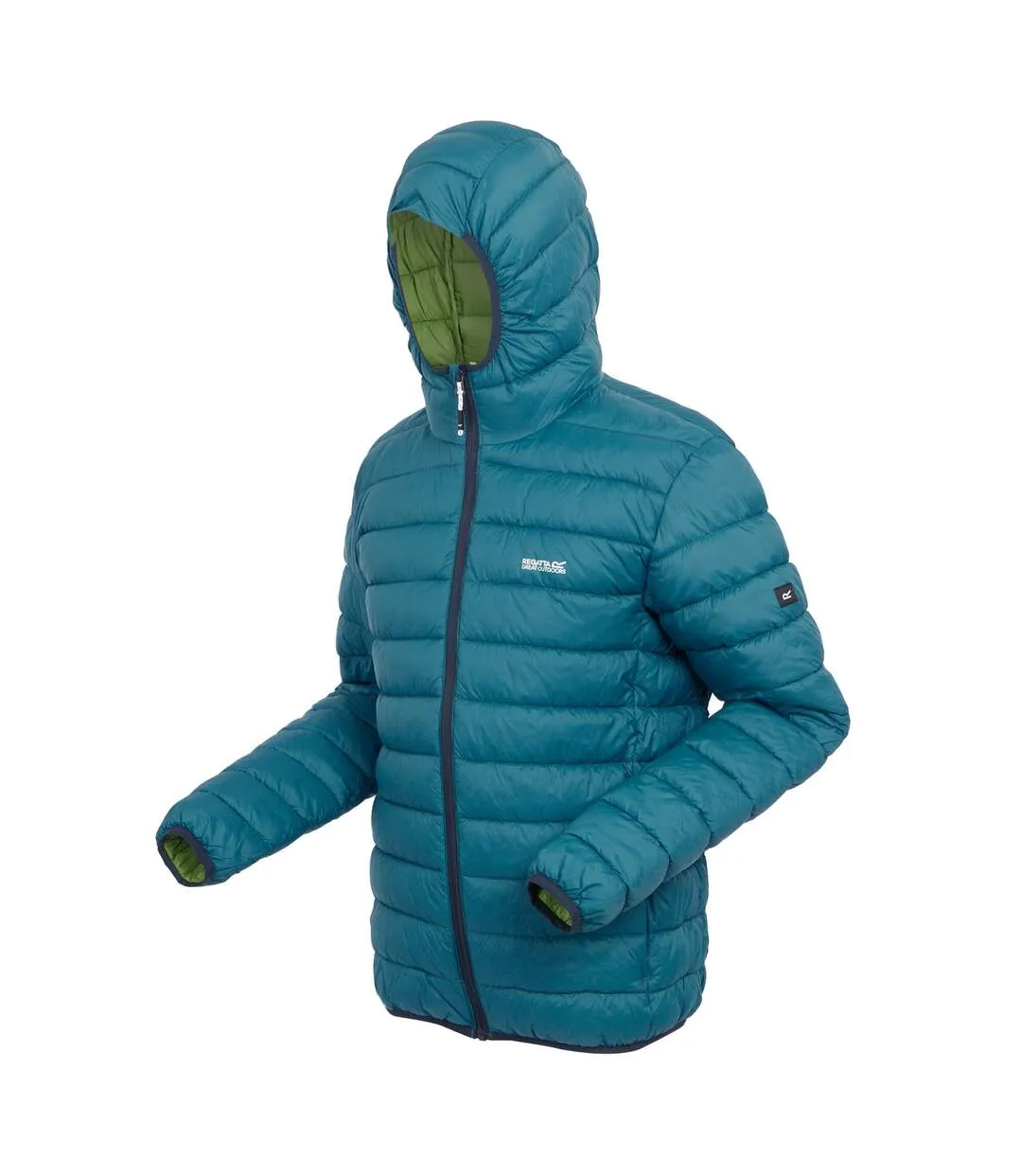 Mens marizion baffled hooded padded jacket moroccan blue/piquant green Regatta