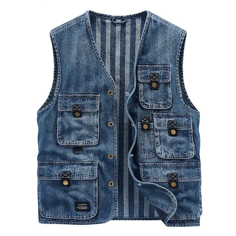 Men's Multi-pocket Cargo Denim Vest 92751714Z