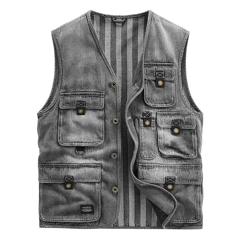 Men's Multi-pocket Cargo Denim Vest 92751714Z