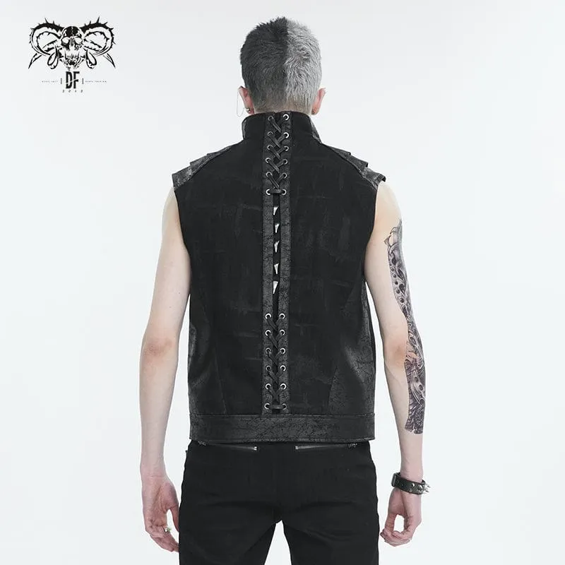 Men's Punk Stand Collar Studded Vest