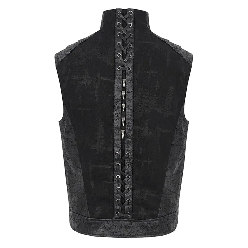 Men's Punk Stand Collar Studded Vest