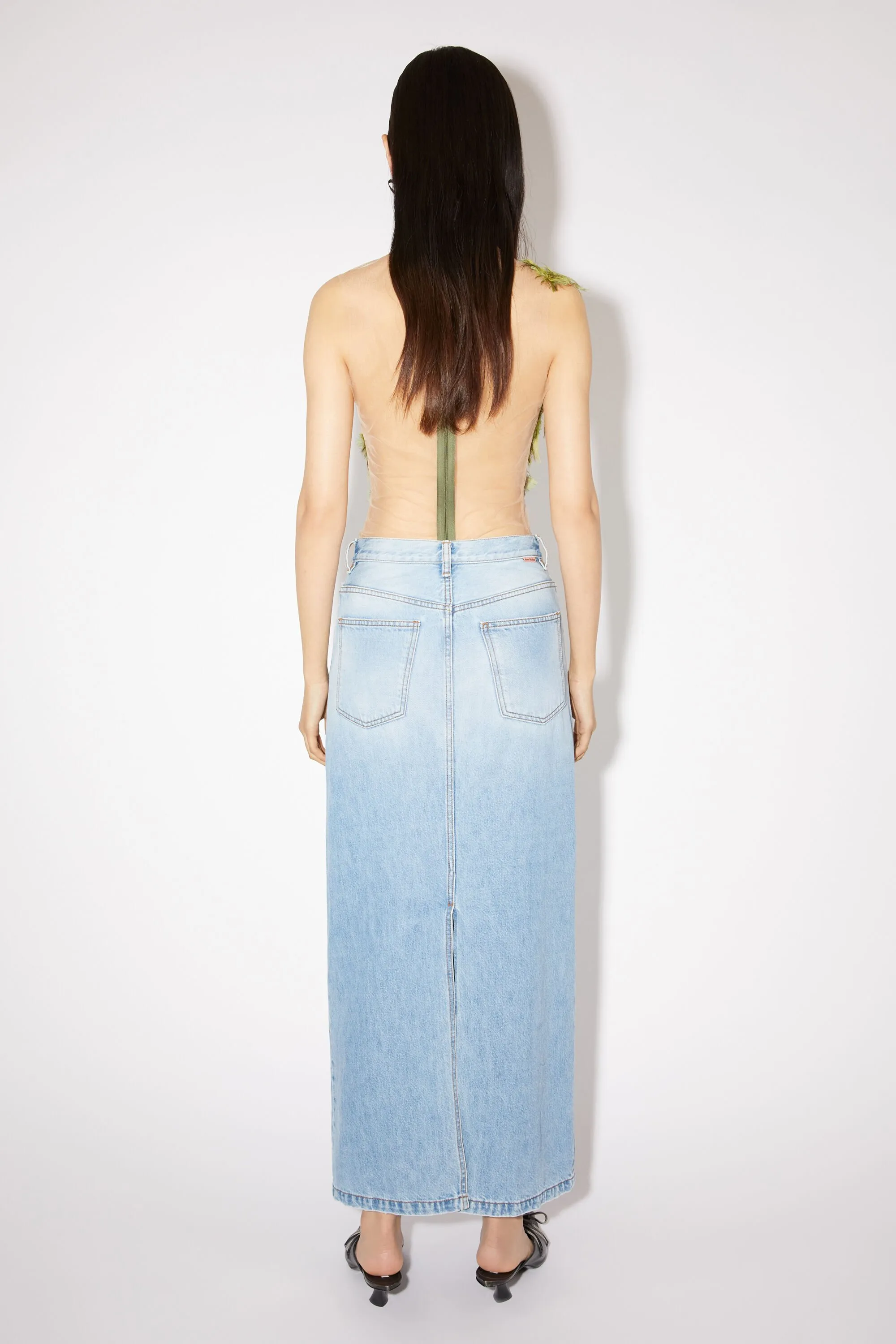 Mid-length denim skirt