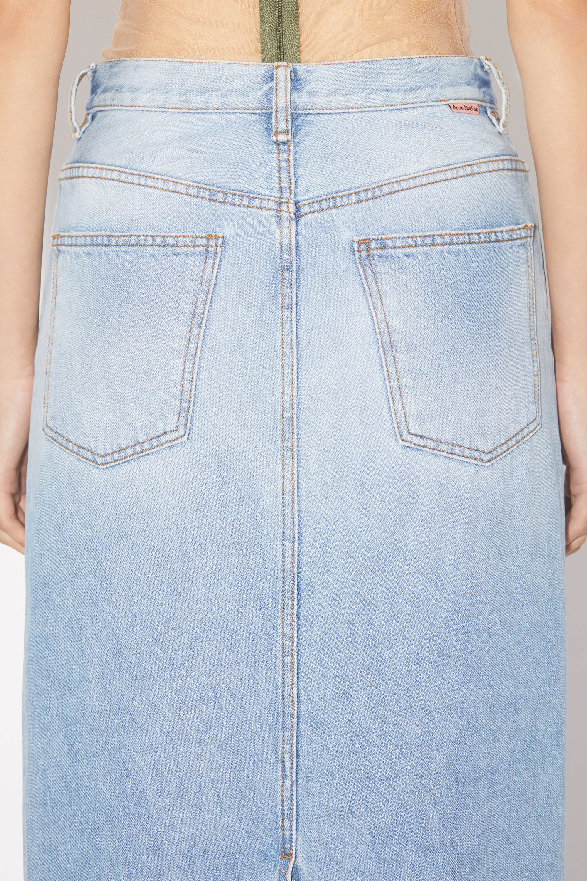 Mid-length denim skirt