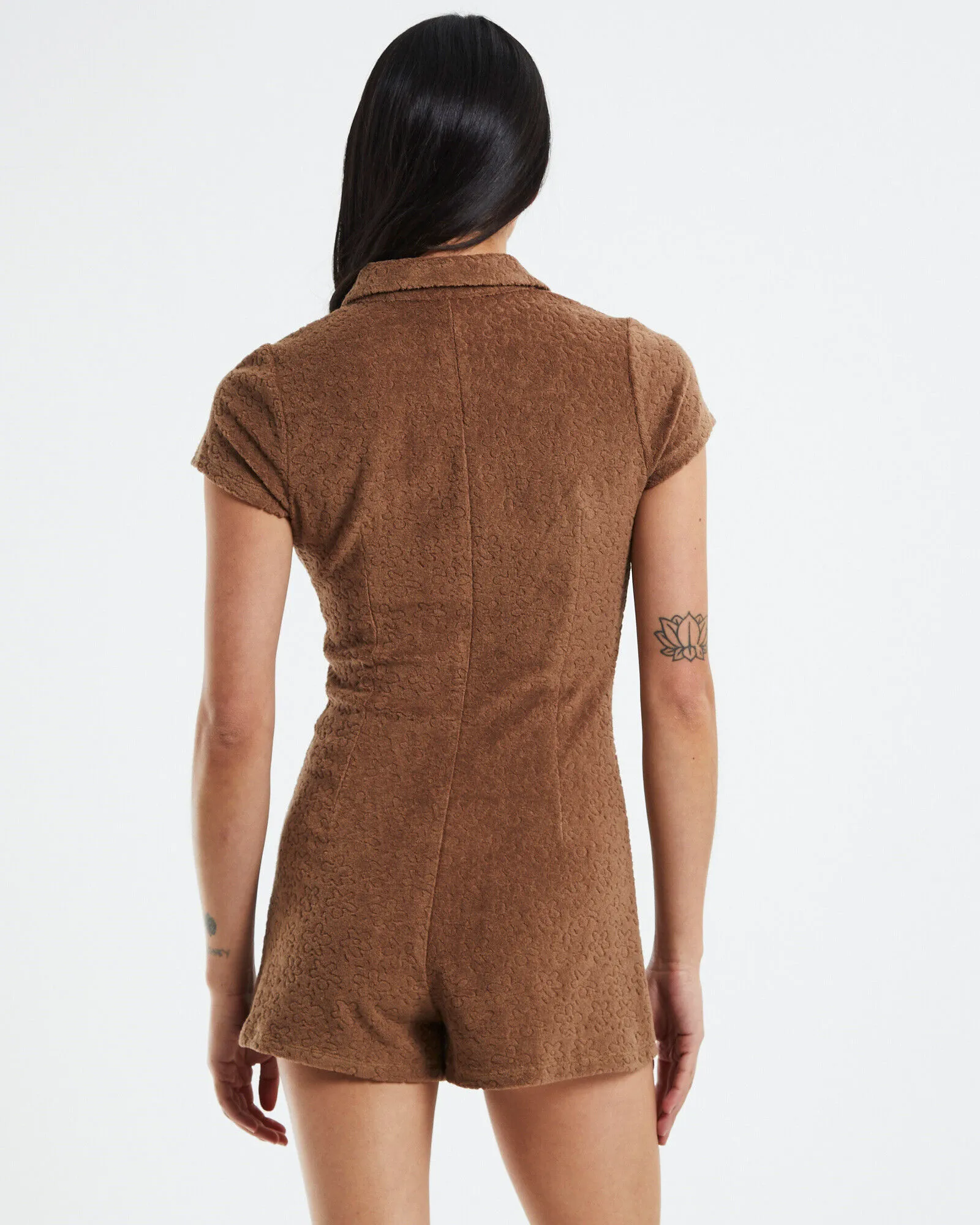 Neon Hart Tiana Fitted Textured Romper Chocolate Brown