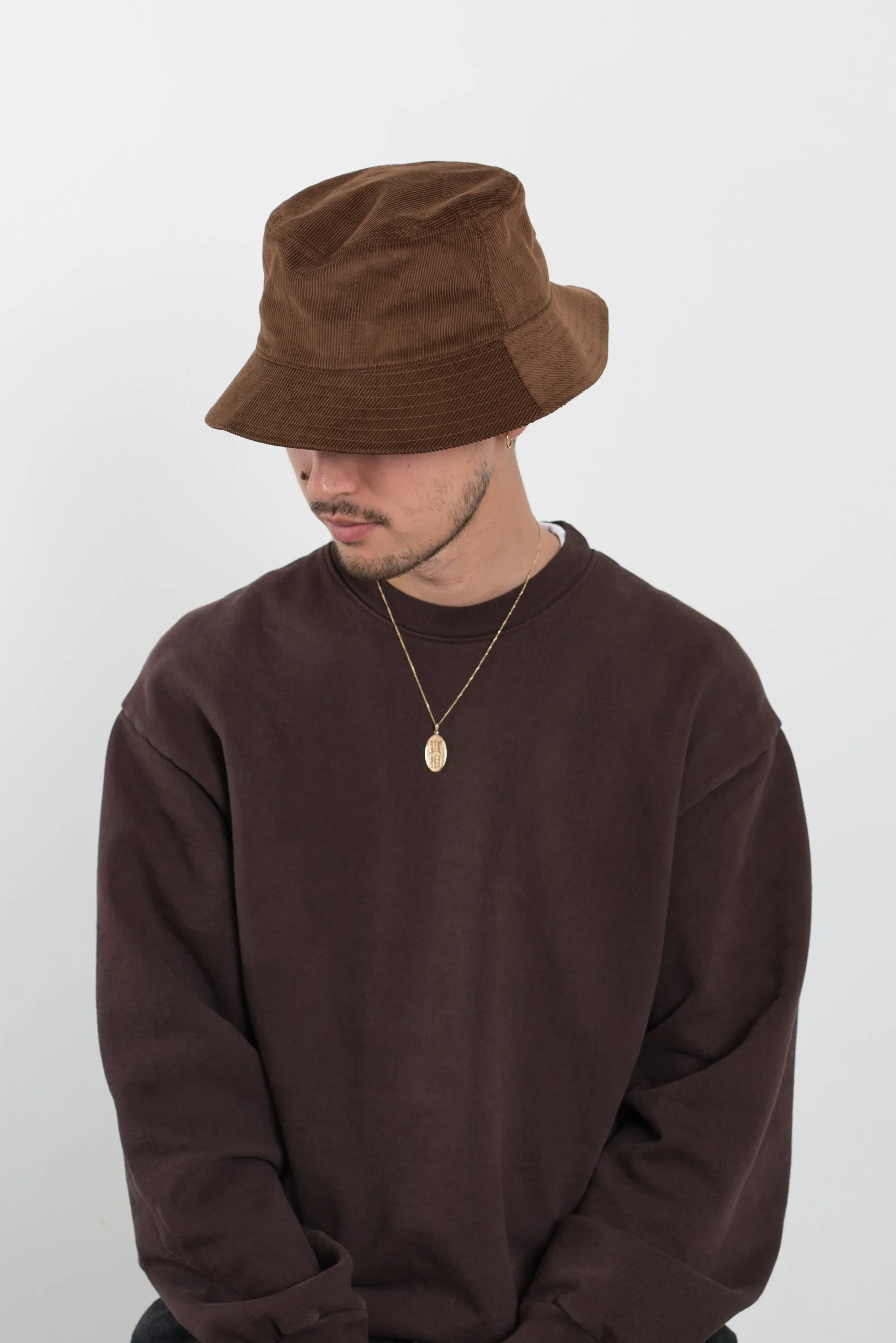 New Bucket Hat Cotton Corduroy Brown