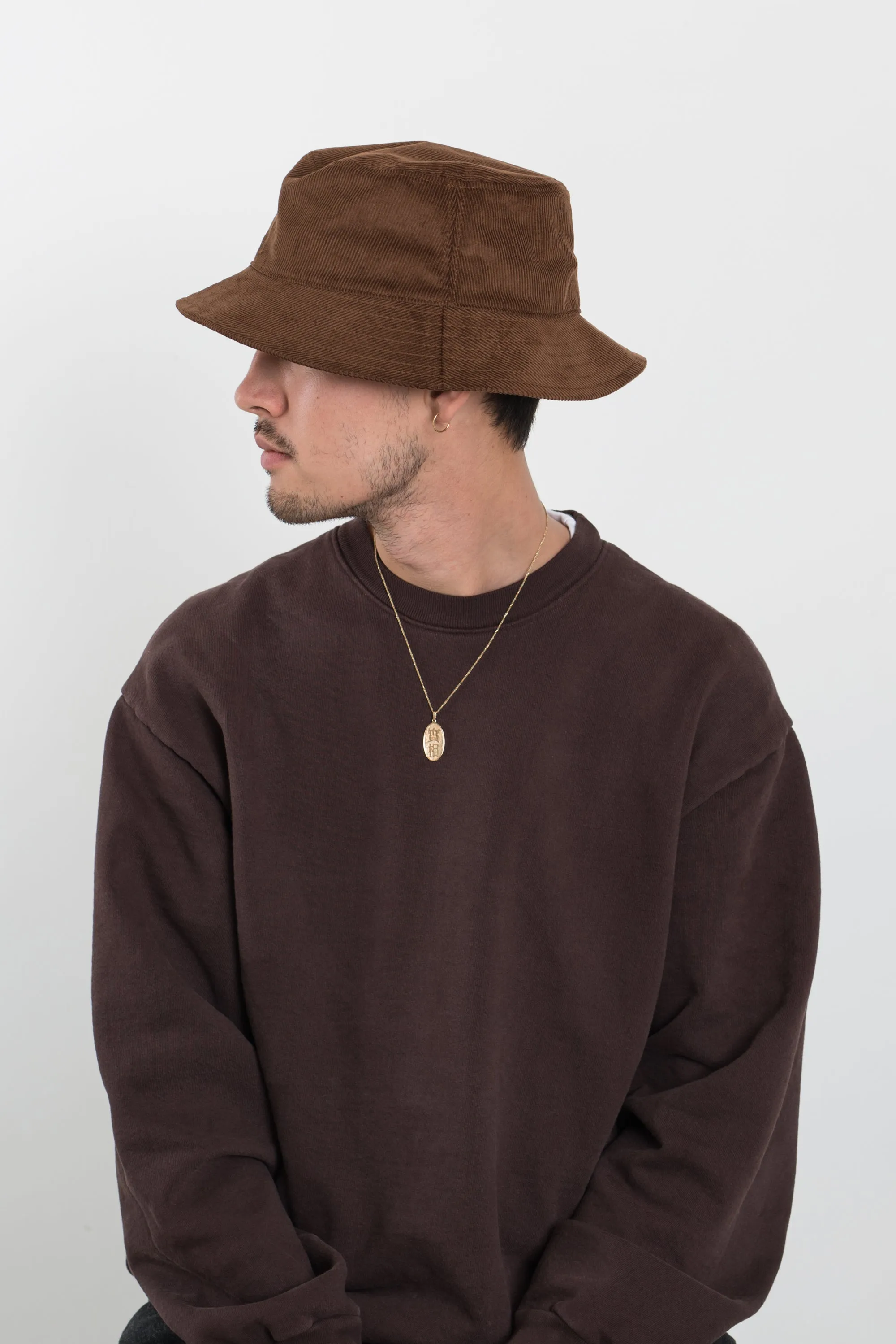 New Bucket Hat Cotton Corduroy Brown