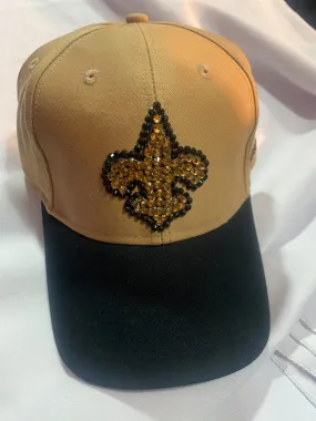 New Orleans Saints NFL Reebok Bedazzled Adjustable Hat Old Gold/Black