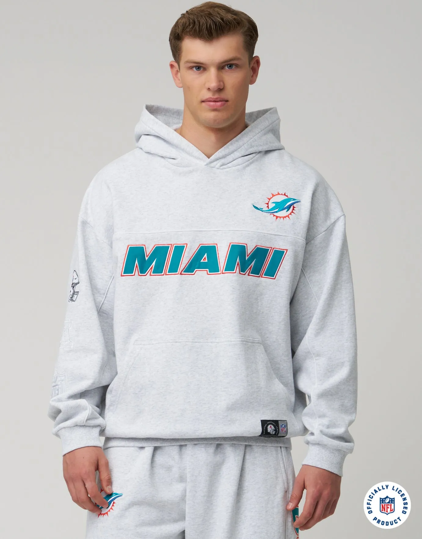 NFL Miami Dolphins Oversized Hoodie in Snow Marle | Hallensteins NZ