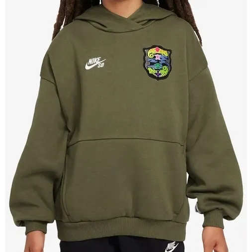 Nike SB Nike SB Youth Fleece Pullover Hoodie (Medium Olive/White)