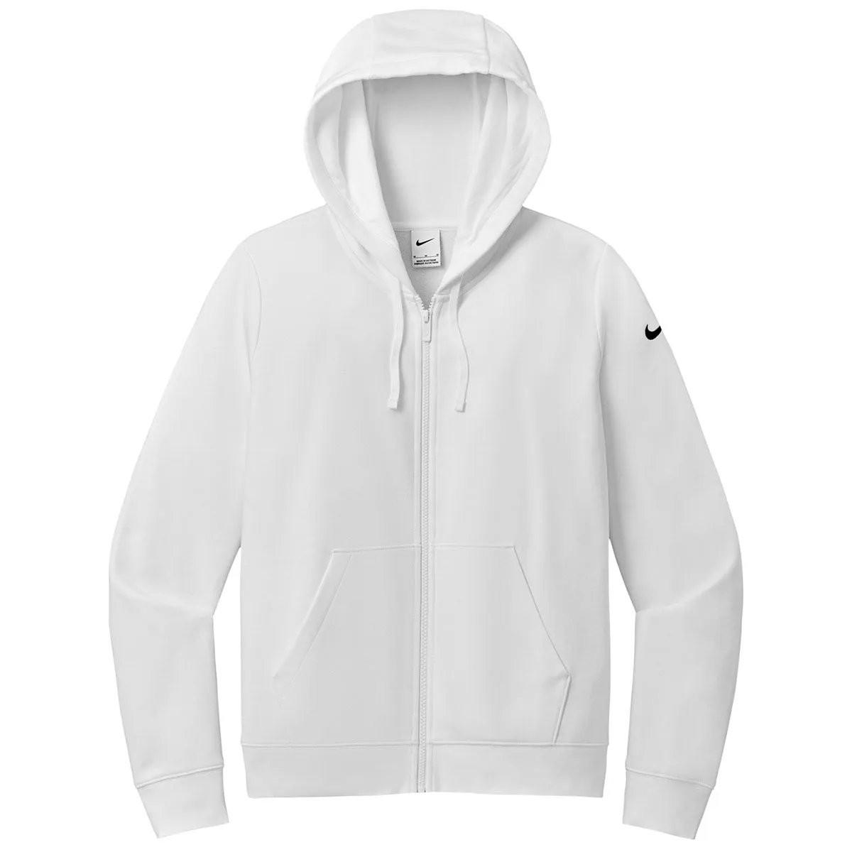 Nike Women's White Club Fleece Sleeve Swoosh Full-Zip Hoodie