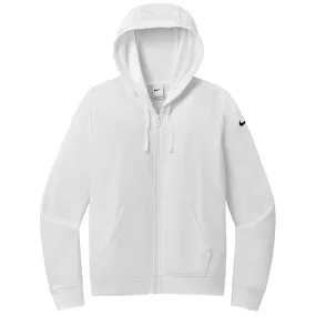 Nike Women's White Club Fleece Sleeve Swoosh Full-Zip Hoodie