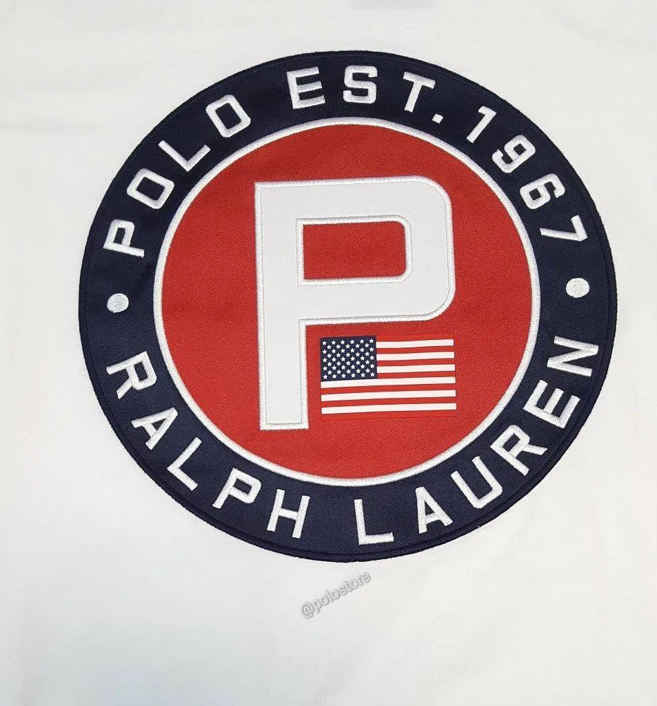 Nwt Polo Ralph Lauren White Polo Est 1967 'P' Patch American Flag Tee