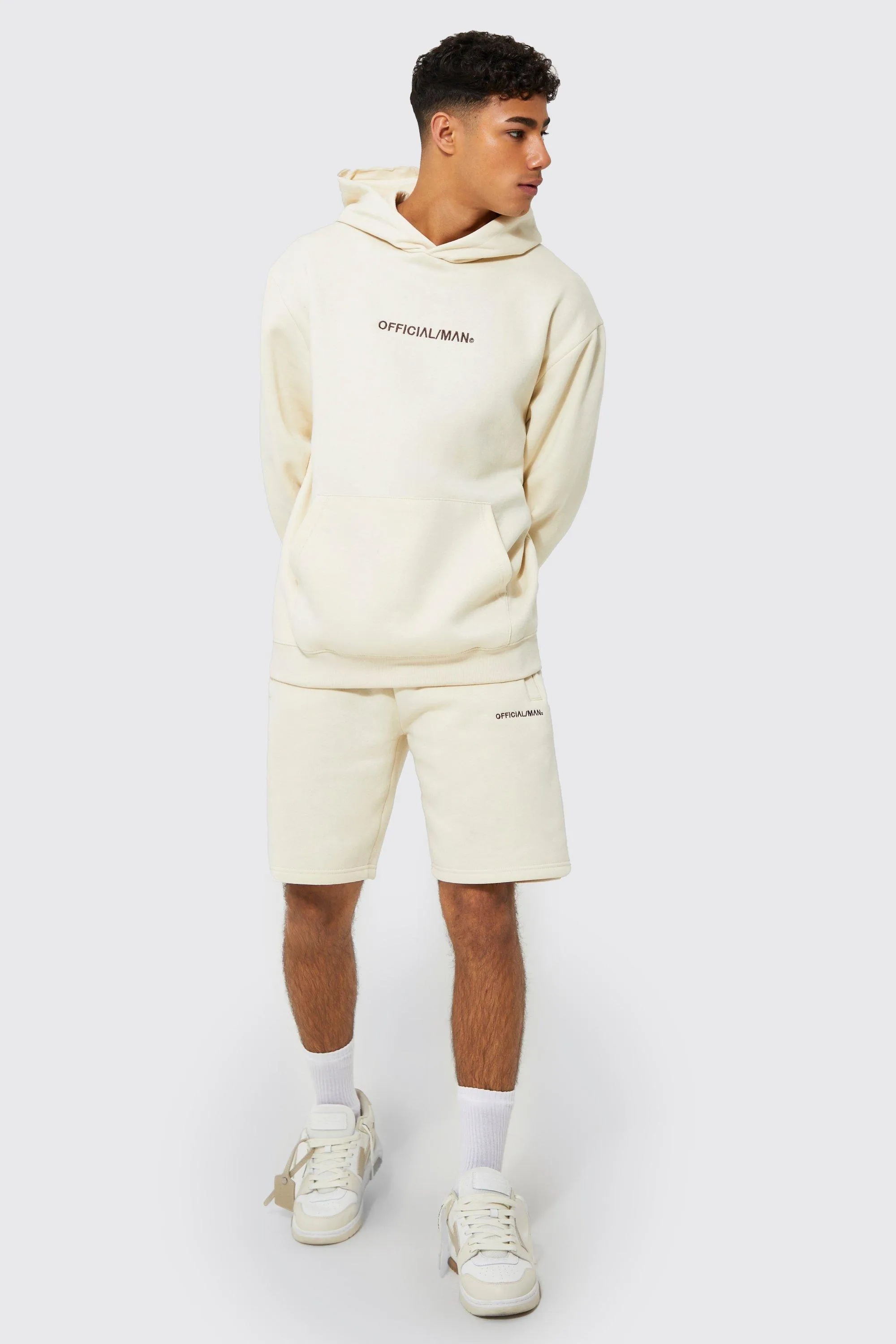 Oversized Official Man Hooded Short Tracksuit | boohooMAN UK