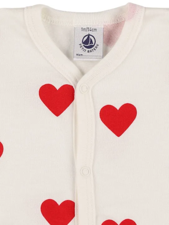 Petit Bateau   Heart print organic cotton romper 