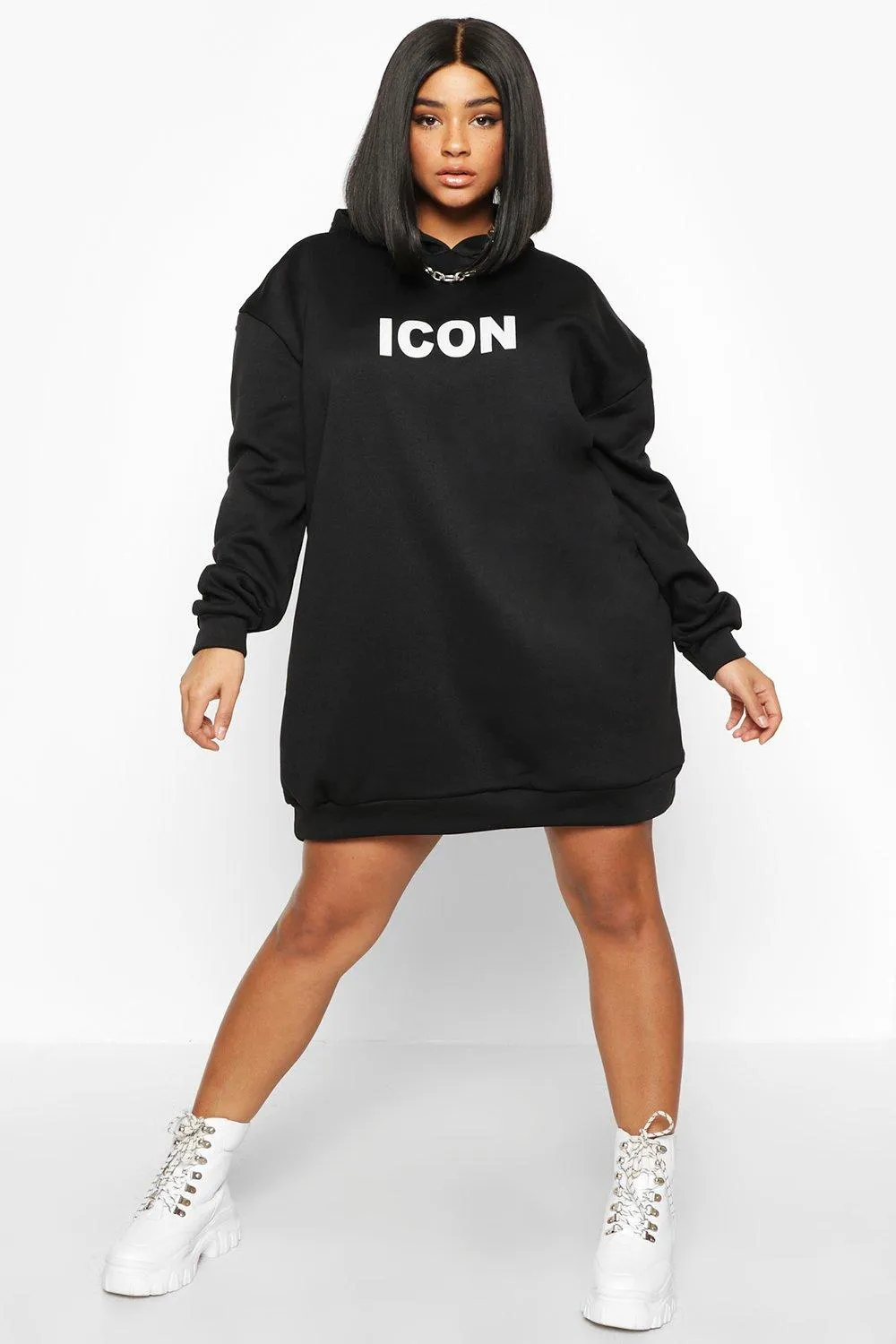 Plus 'Icon' Oversized Hooded Sweatshirt Dress