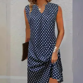 Polka Dot Printed V-neck Vest Dress