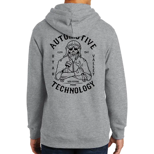 Port & Company Fan Favorite Fleece Pullover Hooded Sweatshirt- Automotive Skull and UVU Mono