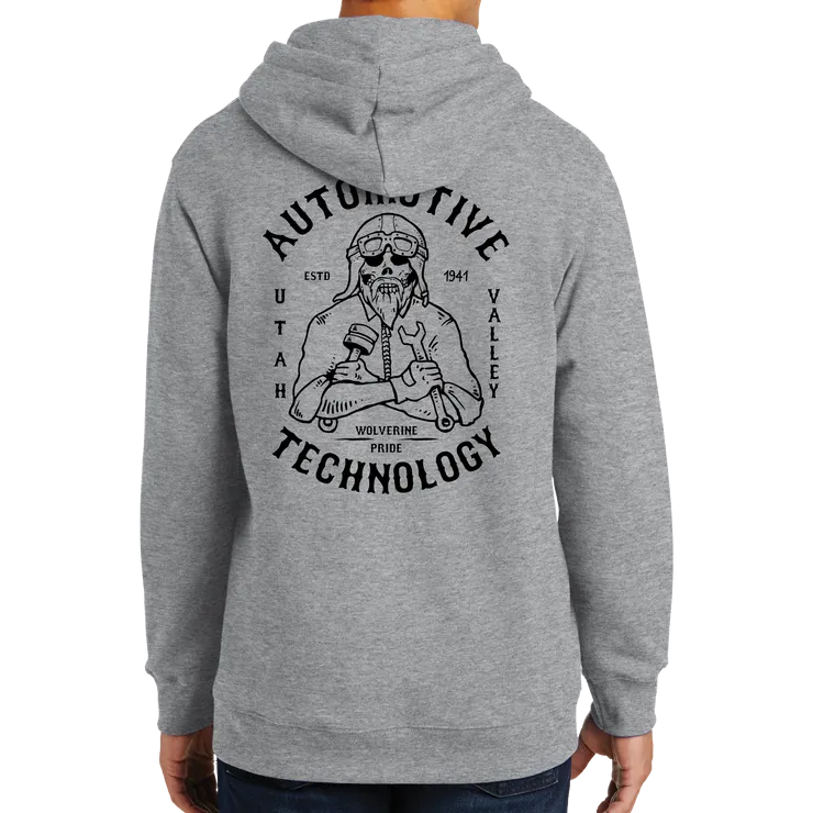 Port & Company Fan Favorite Fleece Pullover Hooded Sweatshirt- Automotive Skull and UVU Mono