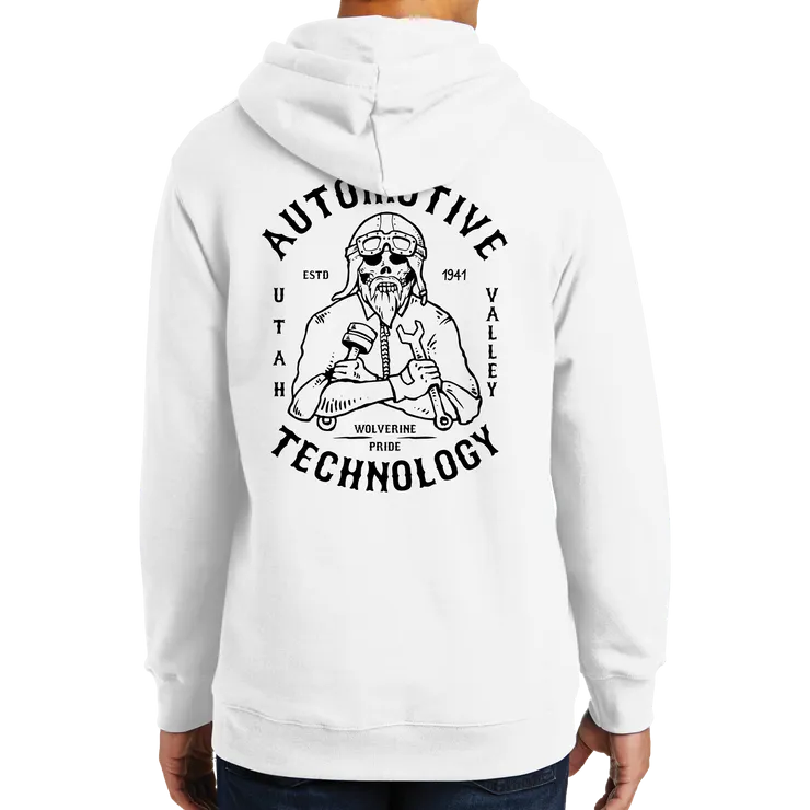 Port & Company Fan Favorite Fleece Pullover Hooded Sweatshirt- Automotive Skull and UVU Mono