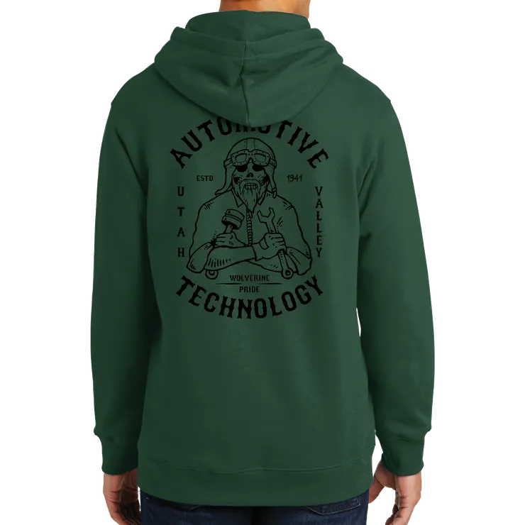 Port & Company Fan Favorite Fleece Pullover Hooded Sweatshirt- Automotive Skull and UVU Mono