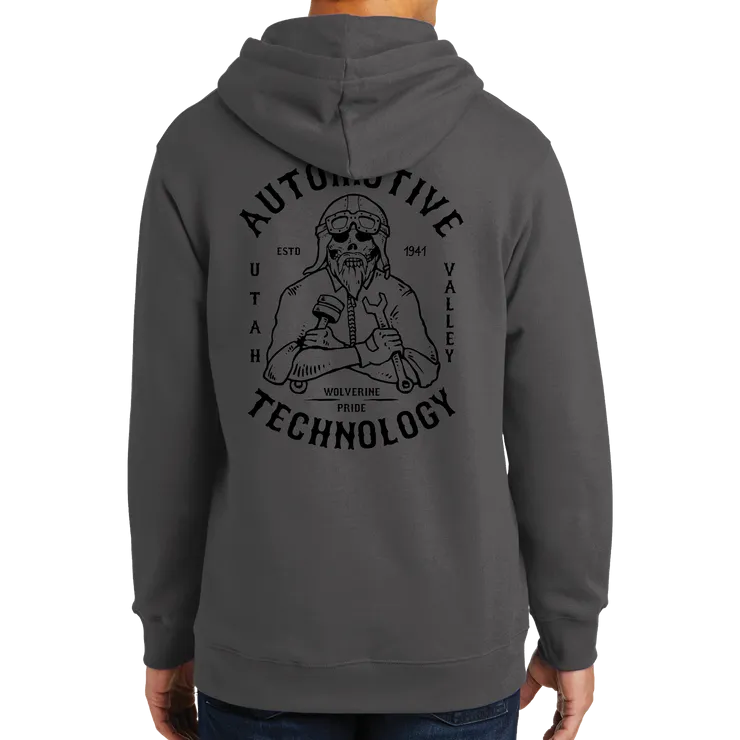 Port & Company Fan Favorite Fleece Pullover Hooded Sweatshirt- Automotive Skull and UVU Mono