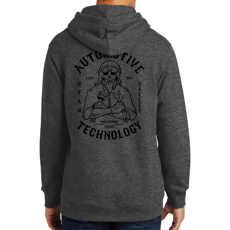 Port & Company Fan Favorite Fleece Pullover Hooded Sweatshirt- Automotive Skull and UVU Mono