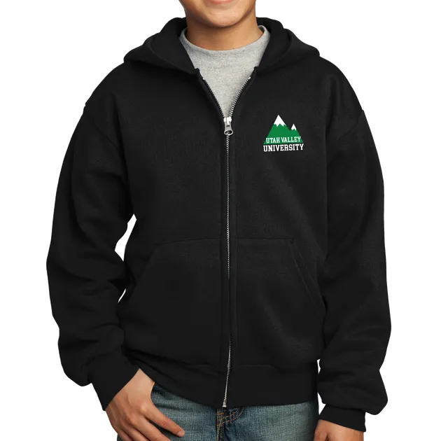 Port & Company Youth Core Fleece Full-Zip Hooded Sweatshirt- Mountain