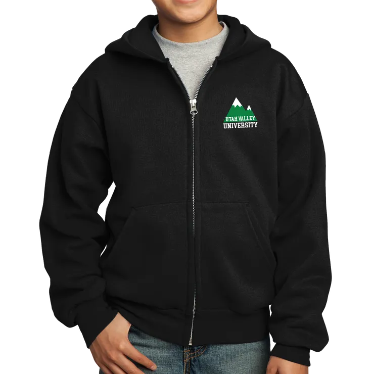 Port & Company Youth Core Fleece Full-Zip Hooded Sweatshirt- Mountain