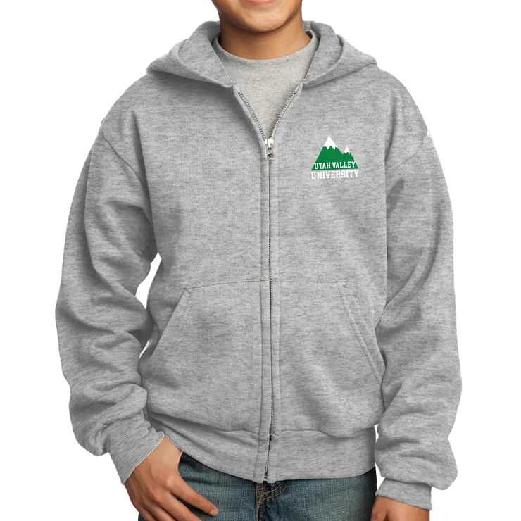 Port & Company Youth Core Fleece Full-Zip Hooded Sweatshirt- Mountain