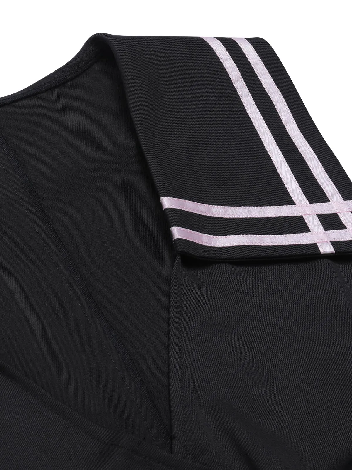 [Pre-Sale] Black & Pink 1950s Solid Tie Lapel Romper