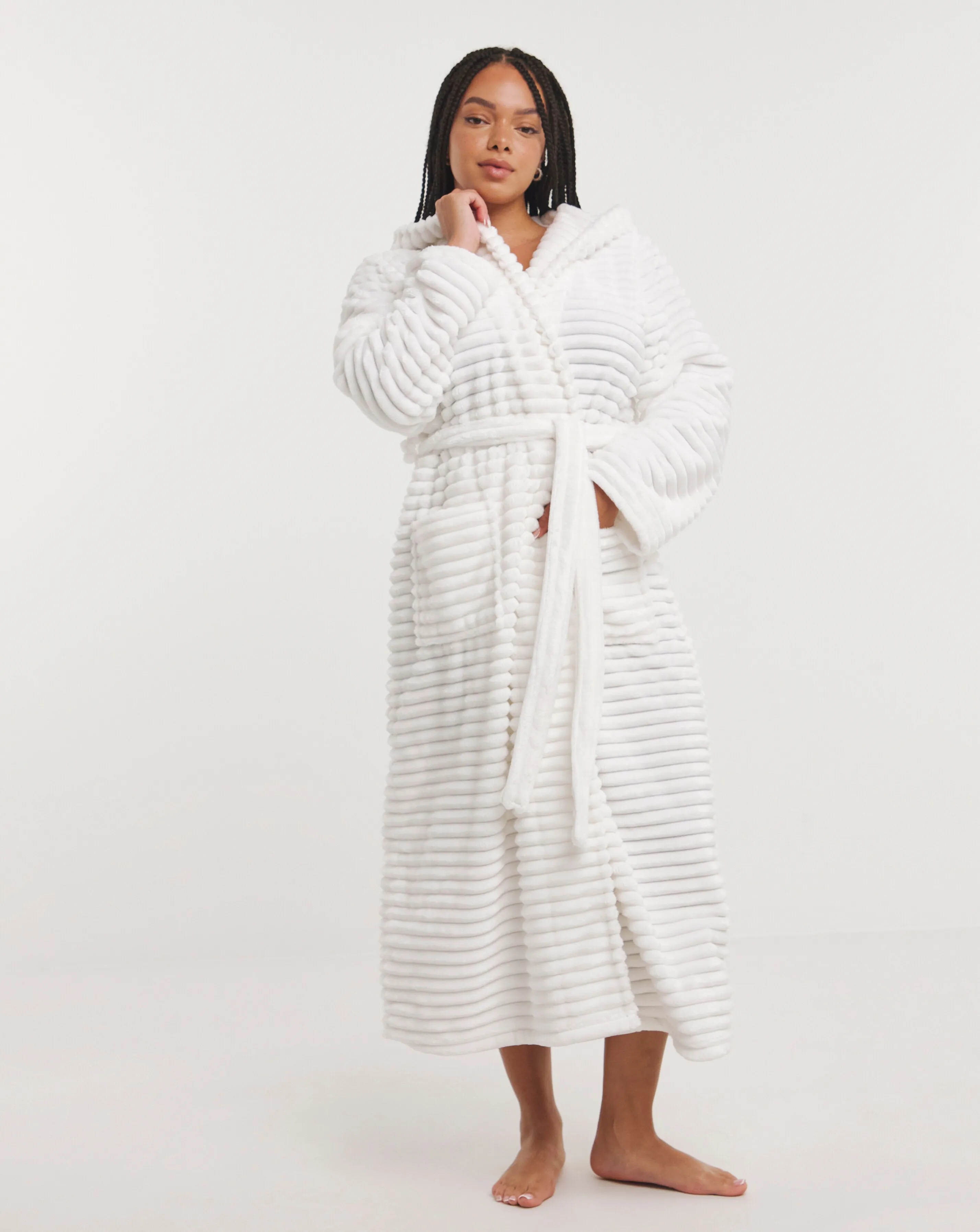 Pretty Secrets Luxury Fleece Hooded Dressing Gown | Simply Be